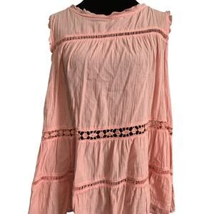 LOFT Pink Boho Tiered Sleeveless Blouse Size Medium
